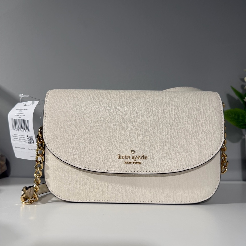 Kate Spade Ivory Crossbody Bag with Gold Chain